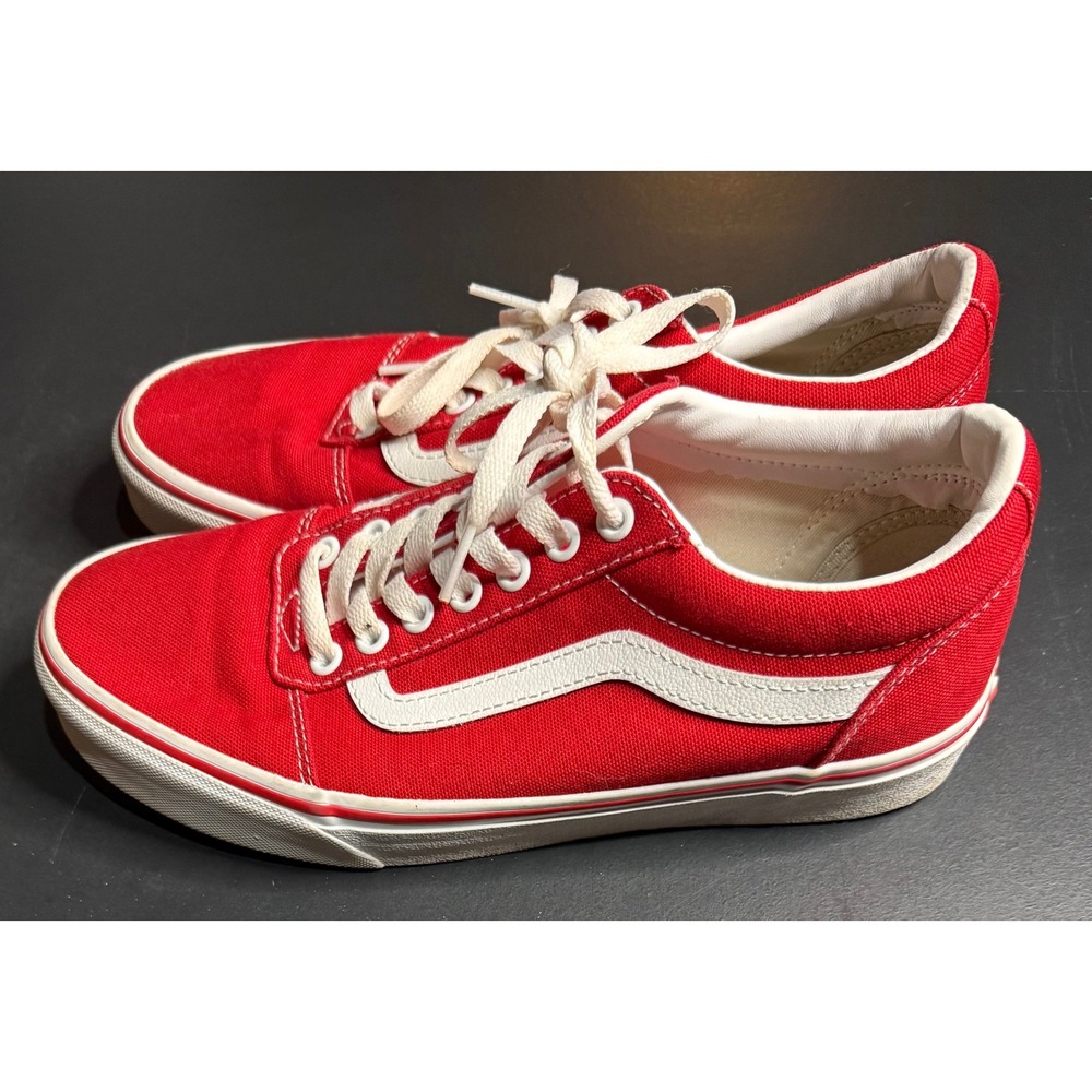 Vans Ward Low Top Sneakers Mens 7.5 Red Canvas Lace Up Skate Shoes - Picture 6 of 14